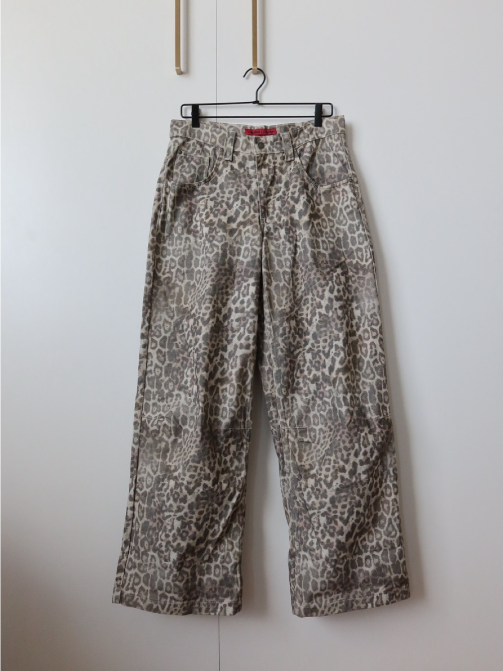 Jaded London Neutral Leopard-Print Wide Leg Jeans